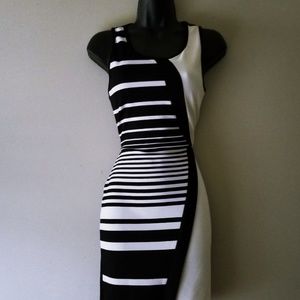 Black White Striped Womens Dress Size Medium